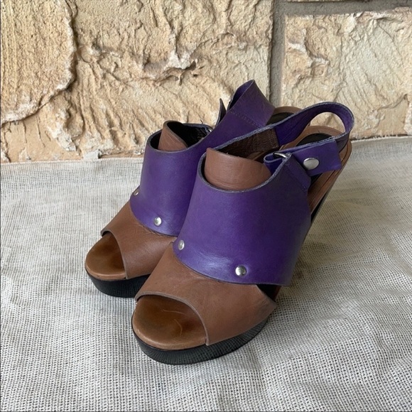 Marni Platform Purple & Taupe  Perp Toe sandal heels sienna Size 35 - Picture 3 of 13